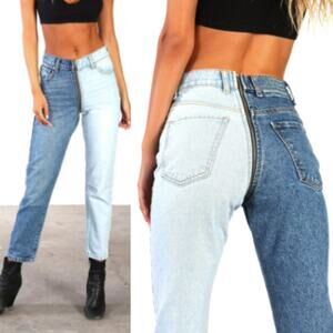 Revice Denim Yin Yang Two-Tone Zipper Jeans in Tokyo Wash